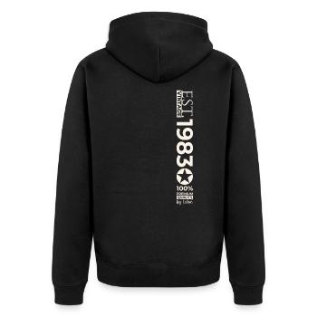40th Birthday Man Original June Vintage 1983 - Unisex Premium Organic Zip Hoodie - black - Back - Nico (187cm)