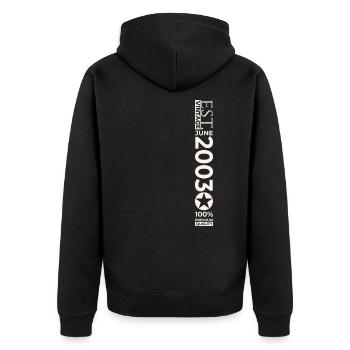 20th Birthday Man Original June Vintage 2003 - Unisex Premium Organic Zip Hoodie - black - Back - Nico (187cm)