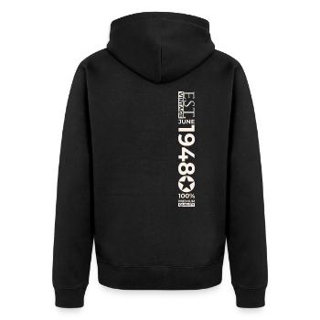 75th Birthday Man Original June Year 1948 - Unisex Premium Organic Zip Hoodie - black - Back - Nico (187cm)