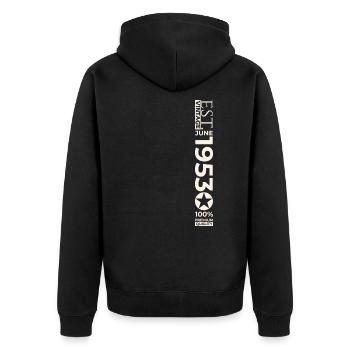 70th Birthday Man Original June Year 1953 - Unisex Premium Organic Zip Hoodie - black - Back - Nico (187cm)