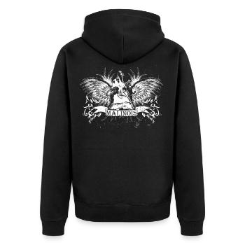 Malinois Vintage - Unisex Premium Bio Zip Hoodie - Schwarz - Hinten - Nico (187cm)
