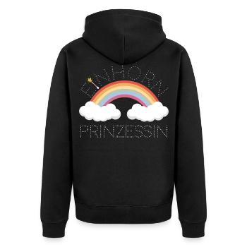 Einhorn - Prinzessin - Glitzer - Unisex Premium Bio Zip Hoodie - Schwarz - Hinten - Nico (187cm)