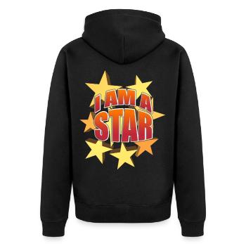 I am a star - Unisex Premium Organic Zip Hoodie - black - Back - Nico (187cm)