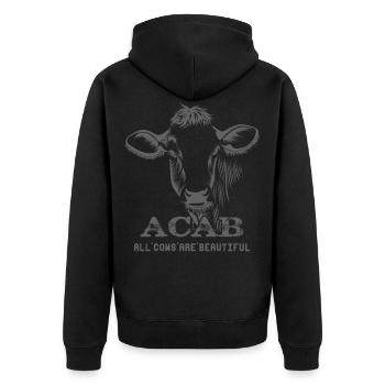 All cows are beautiful - Unisex Premium Bio Zip Hoodie - Schwarz - Hinten - Nico (187cm)