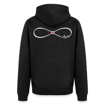 Infinity Love Écriture Infini 8 coeur rouge - Veste à capuche bio Premium Unisexe - noir - Dos - Nico (187cm)