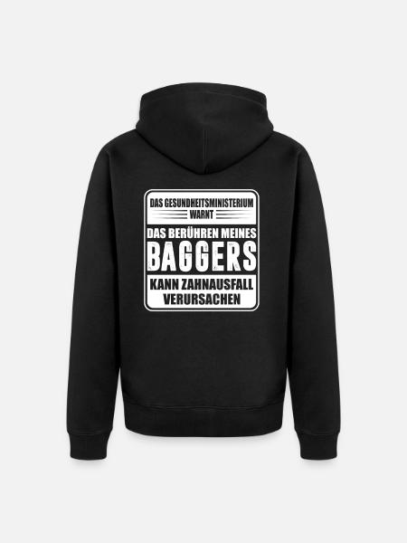 BAGGER MASCHINENFÜHRER BERUF - Unisex Premium Bio Zip Hoodie - Schwarz