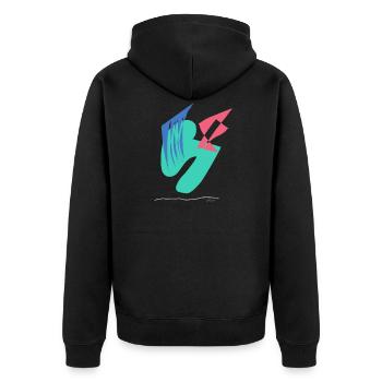 Line color - Unisex Premium Bio Zip Hoodie - Schwarz - Hinten - Nico (187cm)