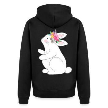 Little with flowers - Unisex Premium Organic Zip Hoodie - black - Back - Nico (187cm)