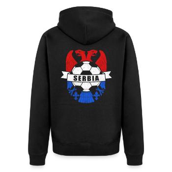 Serbia - Unisex Premium Organic Zip Hoodie - black - Back - Nico (187cm)
