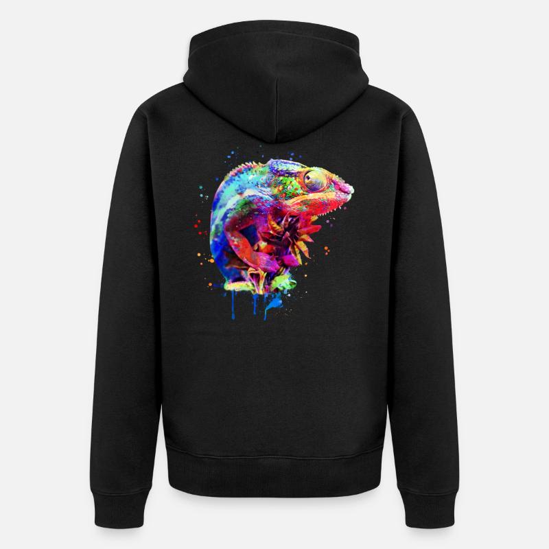 Panther Caméléon Aquarelle Design - Veste à capuche bio Premium Unisexe - noir