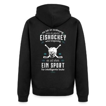 Ice Hockey Shirt · Skull · Sports Gift - Unisex Premium Organic Zip Hoodie - black - Back - Nico (187cm)