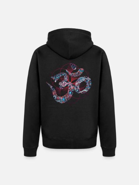 Spiritual Om Sign Psychedelic Pattern - Unisex Premium Organic Zip Hoodie - black