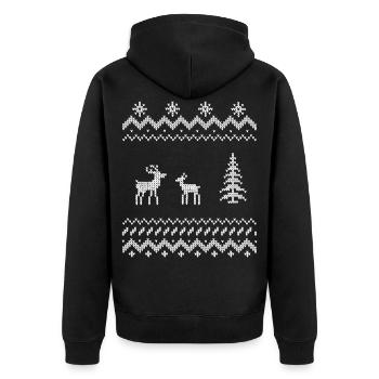 Noël Christmas xmas renne motif de broderie - Veste à capuche bio Premium Unisexe - noir - Dos - Nico (187cm)