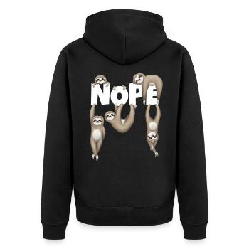 chillende Faultiere Nope Chill Dein Leben Geschenk - Unisex Premium Bio Zip Hoodie - Schwarz - Hinten - Nico (187cm)
