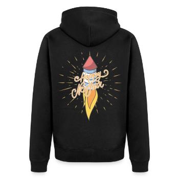 Frohes neues Jahr I Rakete Geschenk - Unisex Premium Bio Zip Hoodie - Schwarz - Hinten - Nico (187cm)