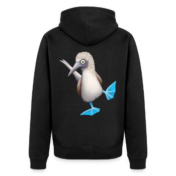 Blaufuß-Tölpel | Lustiger frecher Vogel Geschenk - Unisex Premium Bio Zip Hoodie - Schwarz - Hinten - Nico (187cm)