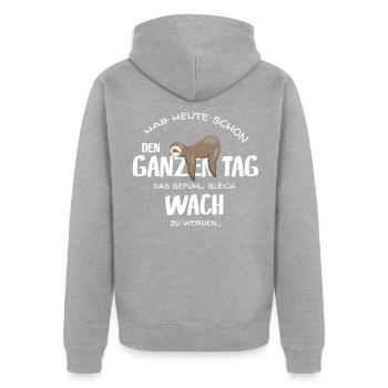 All day awake sleepyhead sloth gift - Unisex Premium Organic Zip Hoodie - heather grey - Back - Nico (187cm)