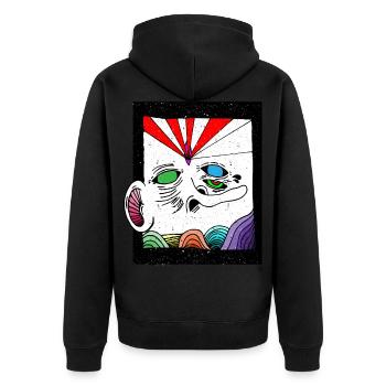 chemise cadeau art visage abstrait - Veste à capuche bio Premium Unisexe - noir - Dos - Nico (187cm)