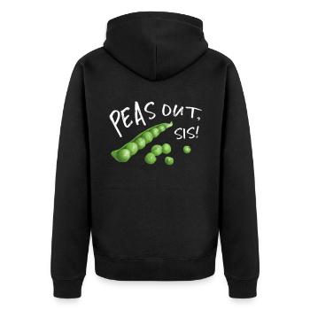 Peas Out Schwester lustige Erbse veganes Geschenk - Unisex Premium Bio Zip Hoodie - Schwarz - Hinten - Nico (187cm)