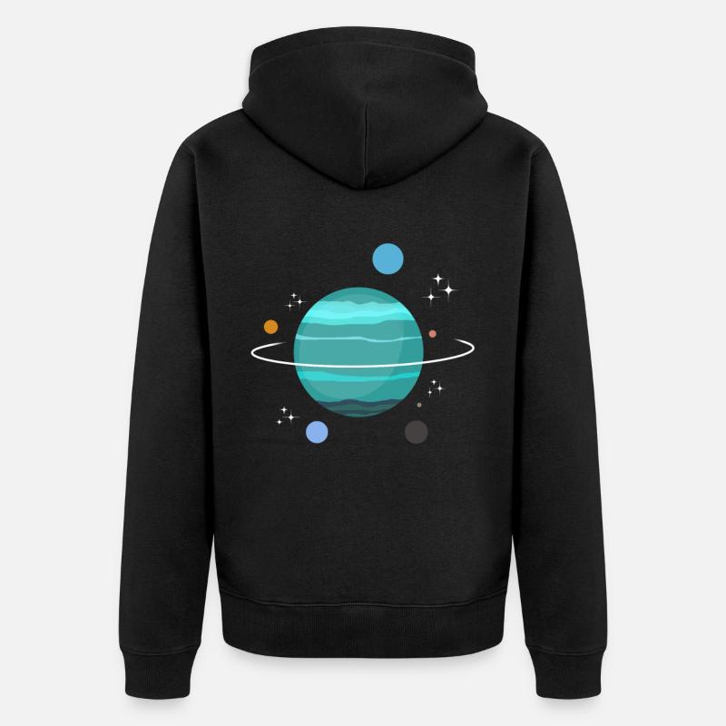 Uranus Planet Geschenk - Unisex Premium Bio Zip Hoodie - Schwarz