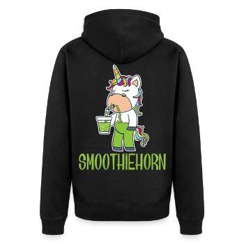 Funny Unicorn Drinks Green Smoothie Vegan - Unisex Premium Organic Zip Hoodie - black - Back - Nico (187cm)