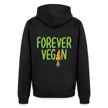 Vegan Geschenk Veganer liebe Tiere - Unisex Premium Bio Zip Hoodie - Schwarz - Hinten - Nico (187cm)