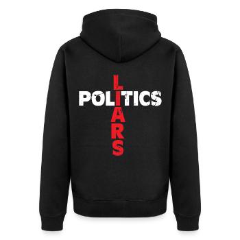 Anti Politics Gift Liar Corrupt - Unisex Premium Organic Zip Hoodie - black - Back - Nico (187cm)