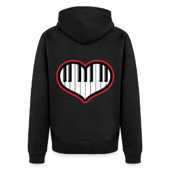 Piano Geschenk Klavier und Flügel - Unisex Premium Bio Zip Hoodie - Schwarz - Hinten - Nico (187cm)