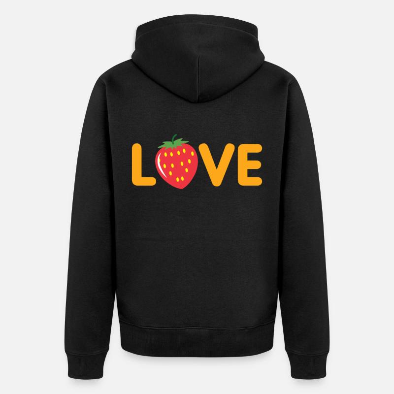 Erdbeeren Geschenk Erdbeere - Unisex Premium Bio Zip Hoodie - Schwarz