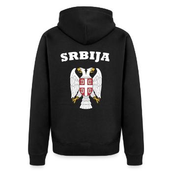 Serbie Srbija Adler Armoiries Drapeau Amour Football - Veste à capuche bio Premium Unisexe - noir - Dos - Nico (187cm)