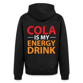 Cola Geschenk Getränk trinken lecker - Unisex Premium Bio Zip Hoodie - Schwarz - Hinten - Nico (187cm)