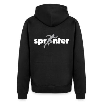 Sprint Geschenk Rennen Laufen Laufbahn sprinten - Unisex Premium Bio Zip Hoodie - Schwarz - Hinten - Nico (187cm)