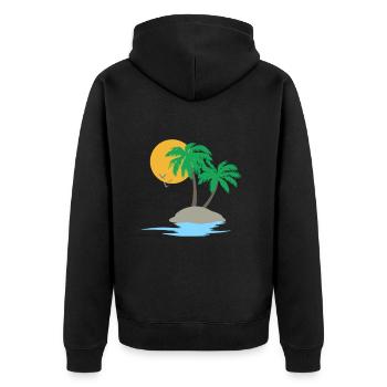 kleine Insel Geschenk Urlaub Reise Palme Strand - Unisex Premium Bio Zip Hoodie - Schwarz - Hinten - Nico (187cm)