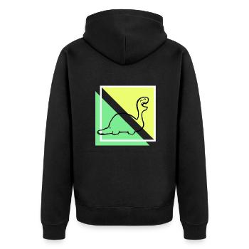 Nessi Dino - Unisex Premium Bio Zip Hoodie - Schwarz - Hinten - Nico (187cm)