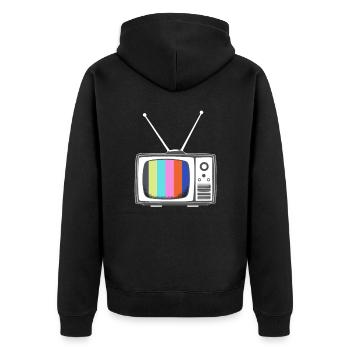 TV Geschenk Fernsehen Fernseher - Unisex Premium Bio Zip Hoodie - Schwarz - Hinten - Nico (187cm)