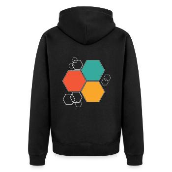 Hexagon Geschenk Sechseck - Unisex Premium Bio Zip Hoodie - Schwarz - Hinten - Nico (187cm)