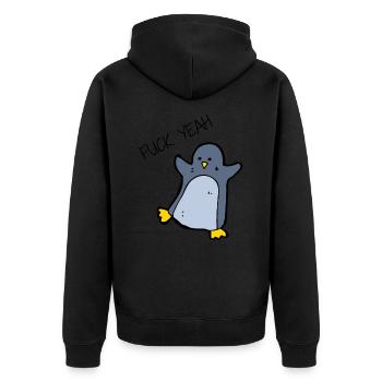 Fuck Yeah Pinguin - Unisex Premium Bio Zip Hoodie - Schwarz - Hinten - Nico (187cm)