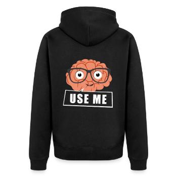 Genius Geschenk Gehirn Brille Nerd schlau Genie - Unisex Premium Bio Zip Hoodie - Schwarz - Hinten - Nico (187cm)
