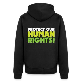 Human Rights Gift Demo Protest - Unisex Premium Organic Zip Hoodie - black - Back - Nico (187cm)