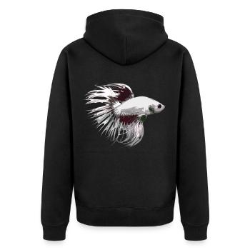 Crowntail Betta Kampffisch Geschenkidee Liebhaber - Unisex Premium Bio Zip Hoodie - Schwarz - Hinten - Nico (187cm)