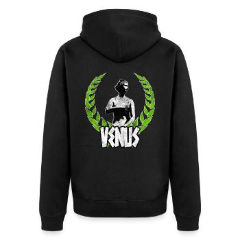 Hellenism Rom Griechenland Venus Aphrodite Gott - Unisex Premium Bio Zip Hoodie - Schwarz - Hinten - Nico (187cm)