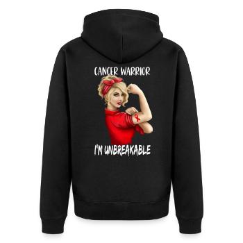 Cancer Fighter Red Ribbon Gift - Unisex Premium Organic Zip Hoodie - black - Back - Nico (187cm)