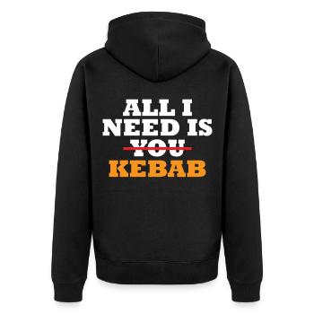 Doner Don Tout ce dont j'ai besoin c'est du kebab - Veste à capuche bio Premium Unisexe - noir - Dos - Nico (187cm)