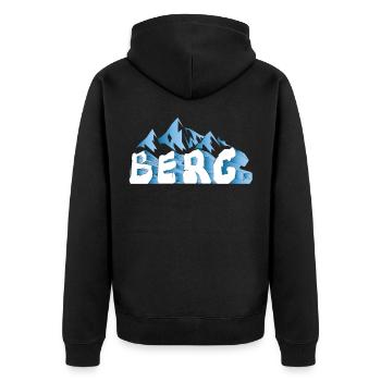 BERG Mountain 3D - Unisex Premium Bio Zip Hoodie - Schwarz - Hinten - Nico (187cm)