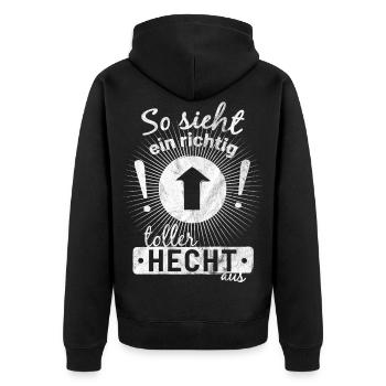 Toller Hecht Angler Angel Angeln Sprüche Geschenk - Unisex Premium Bio Zip Hoodie - Schwarz - Hinten - Nico (187cm)