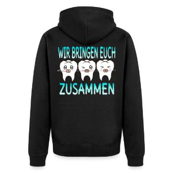 Zahnspange Kieferorthopäde Kieferchirurg Zähne - Unisex Premium Bio Zip Hoodie - Schwarz - Hinten - Nico (187cm)