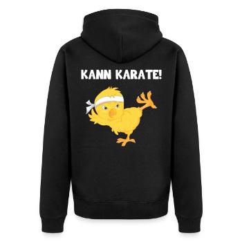 Kann Karate Küken - Unisex Premium Bio Zip Hoodie - Schwarz - Hinten - Nico (187cm)