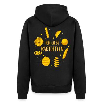 Ich Liebe Kartoffeln T-Shirt Kartoffel Variationen - Unisex Premium Bio Zip Hoodie - Schwarz - Hinten - Nico (187cm)