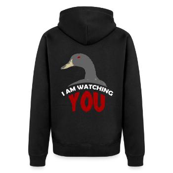 Anatidaeophobia scared of ducks I am watching you - Unisex Premium Organic Zip Hoodie - black - Back - Nico (187cm)