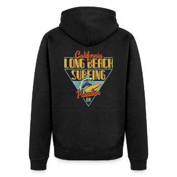 surfing - Unisex Premium Organic Zip Hoodie - black - Back - Nico (187cm)